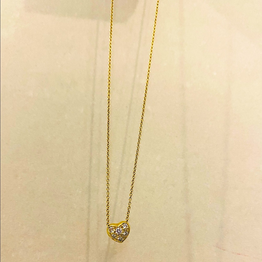 Tiffany & Co. Heart Pendant Necklace with diamonds. 18K  750 Yellow Gold